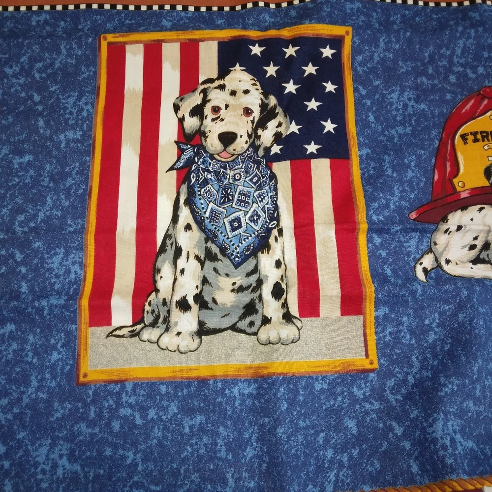 FABRIC Spring Industries Fire Dogs Dalmations 1 panel 35 in. cotton quil…